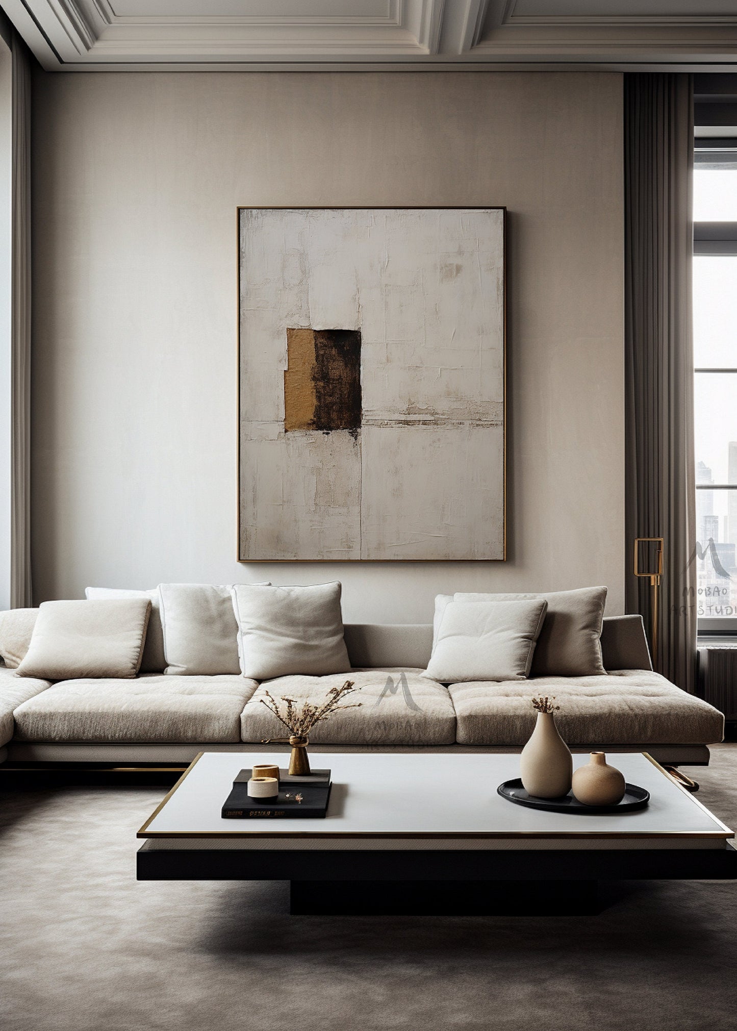 Beige Abstract Painting Boho Wall Art Wabi Sabi Wall Art Beige Canvas Wall Art Brown Abstract Art Boho Wall Art Decor Neutral Wall Art