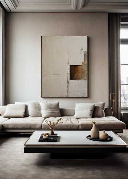 Beige Canvas Painting Wabi Sabi Wall Art Beige Wall Art Boho Wall Art Neutral Wall Art Brown Abstract Art Boho Wall Art Decor