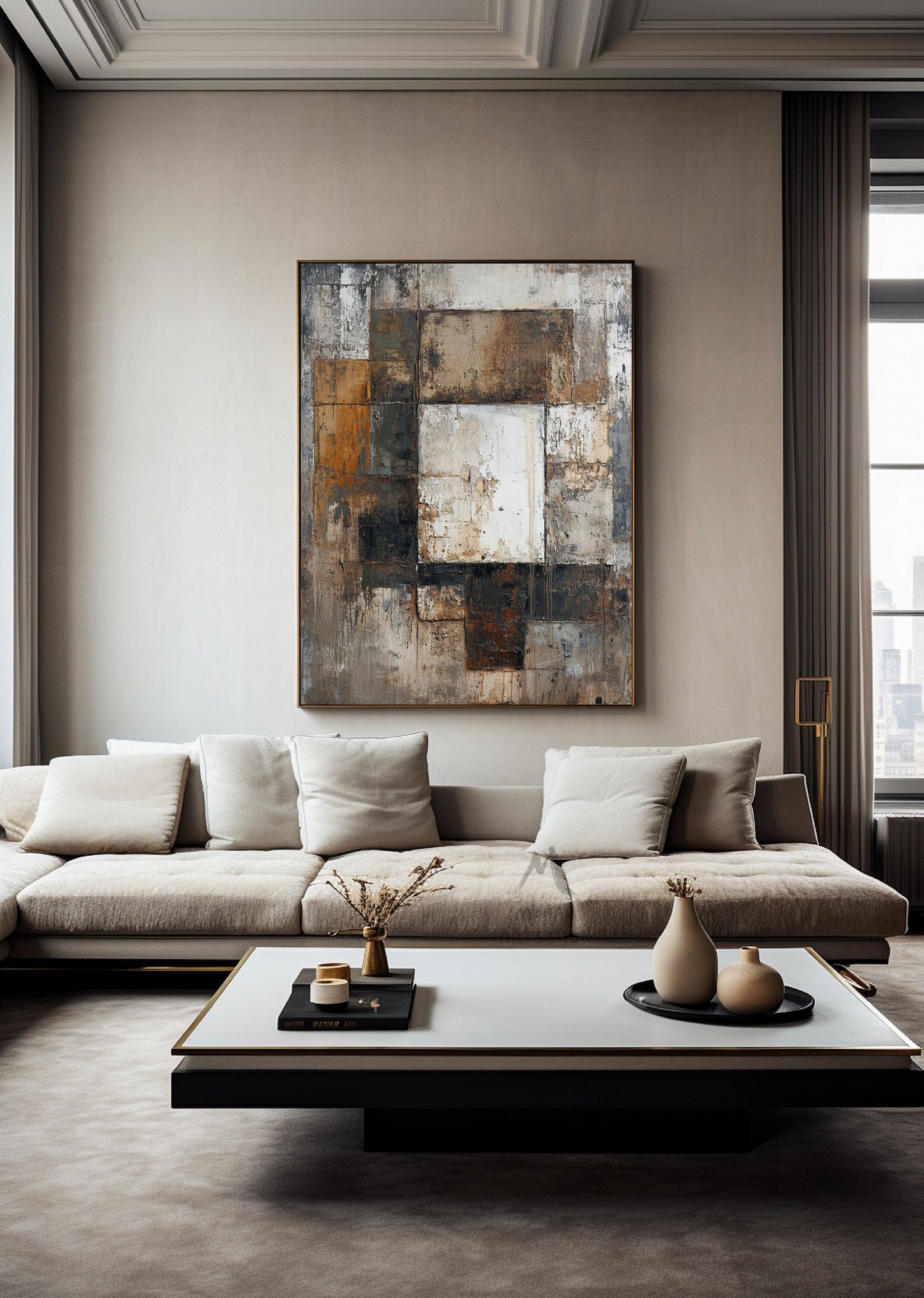 Brown Wall Art Large Texture Art Gray Abstract Wall Art Beige Canvas Wall Art Orange Minimalist Art Beige Texture Art Wabi Sabi Wall Art