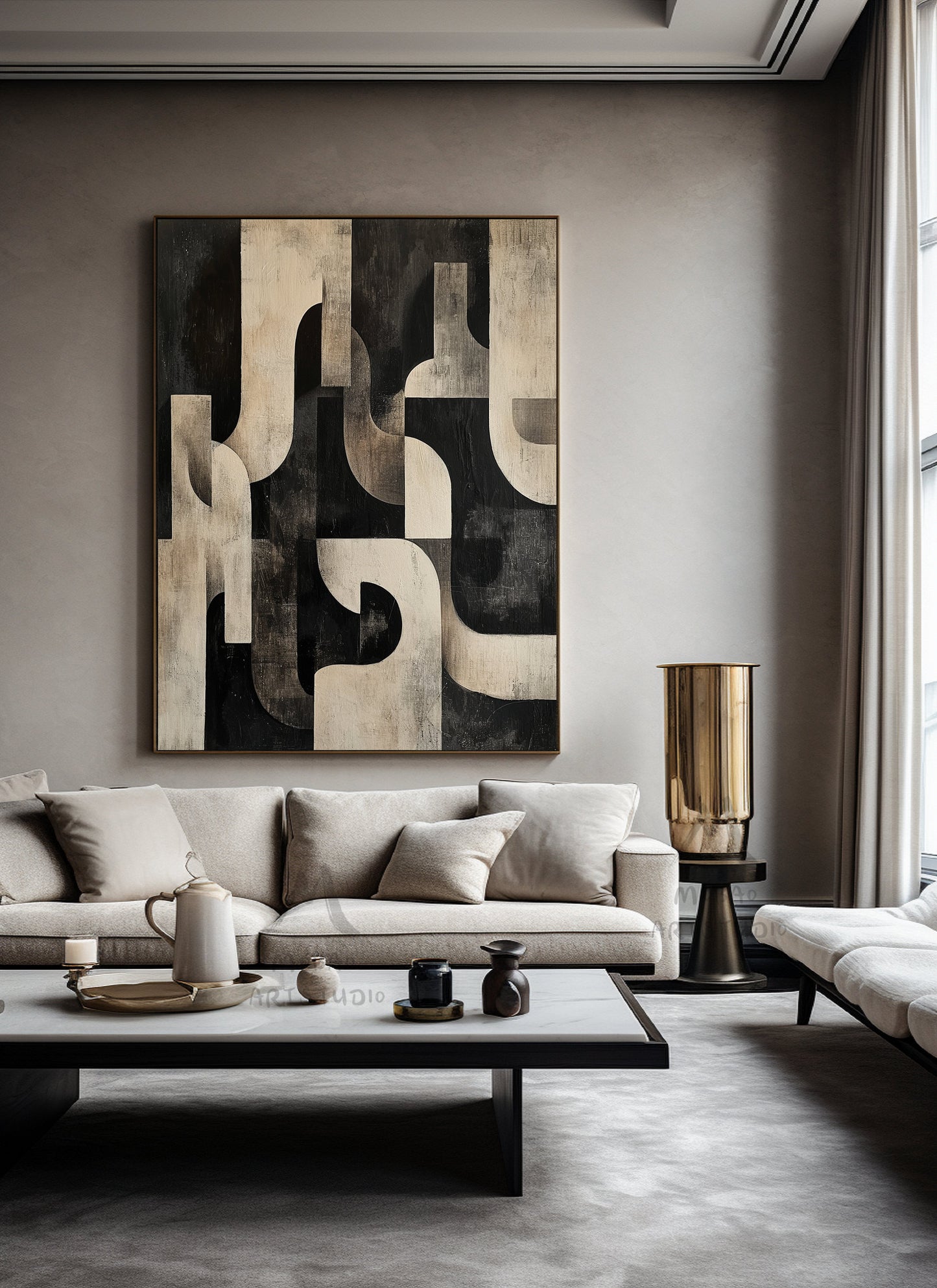 Dark Beige Wall Art Beige Wabi Sabi Wall Art Black Texture Painting Beige Abstract Wall Art Beige Canvas Wall Art Black Minimalist Art