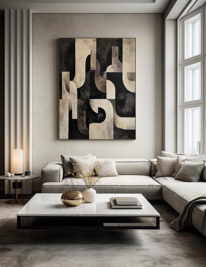 Dark Beige Wall Art Beige Wabi Sabi Wall Art Black Texture Painting Beige Abstract Wall Art Beige Canvas Wall Art Black Minimalist Art