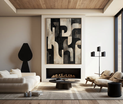 Black Minimalist Art Dark Beige Wabi Sabi Wall Art Beige Canvas Wall Art Black Texture Painting Beige Abstract Wall Art Beige Wall Art