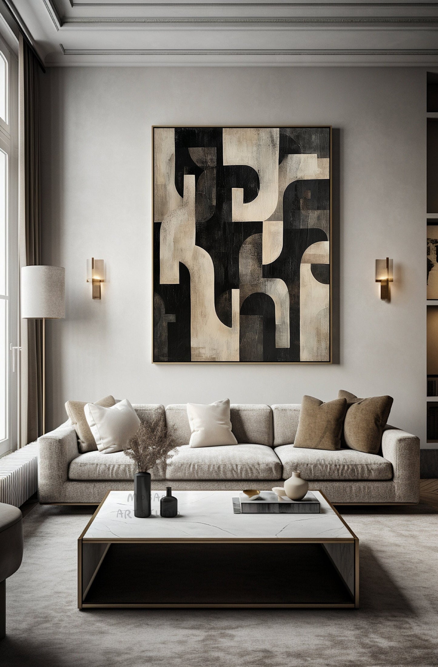 Black Minimalist Art Dark Beige Wabi Sabi Wall Art Beige Canvas Wall Art Black Texture Painting Beige Abstract Wall Art Beige Wall Art