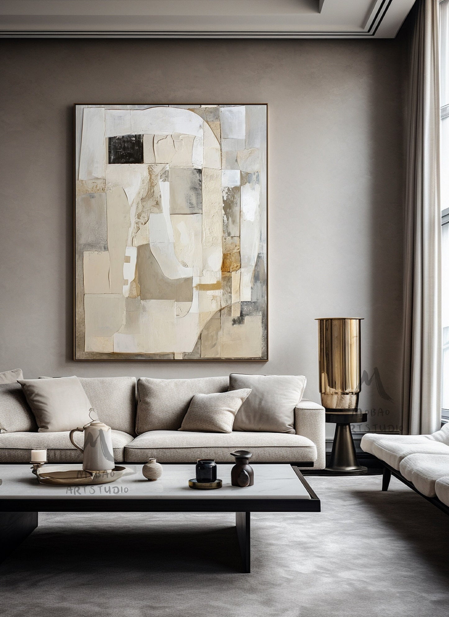 Beige Wabi Sabi Wall Art Beige Texture Art Gray Abstract Painting Boho Wall Art Gray Abstract Art Modern Wall Art Beige Wall Art