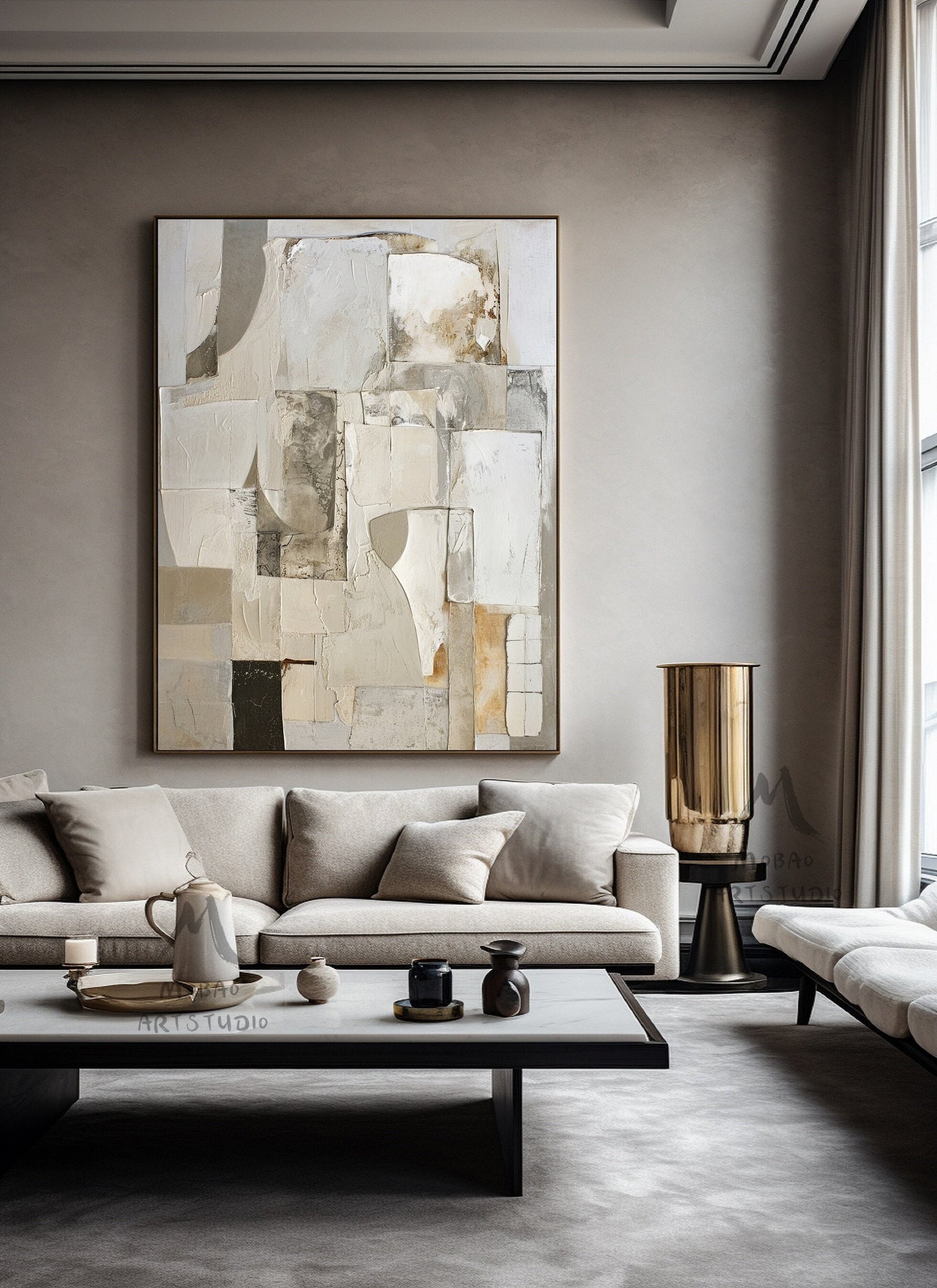 Beige Texture Painting Beige Modern Wall Art Beige Wall Art Wabi Sabi Wall Art Gray Abstract Painting Beige Boho Wall Art Gray Abstract Art