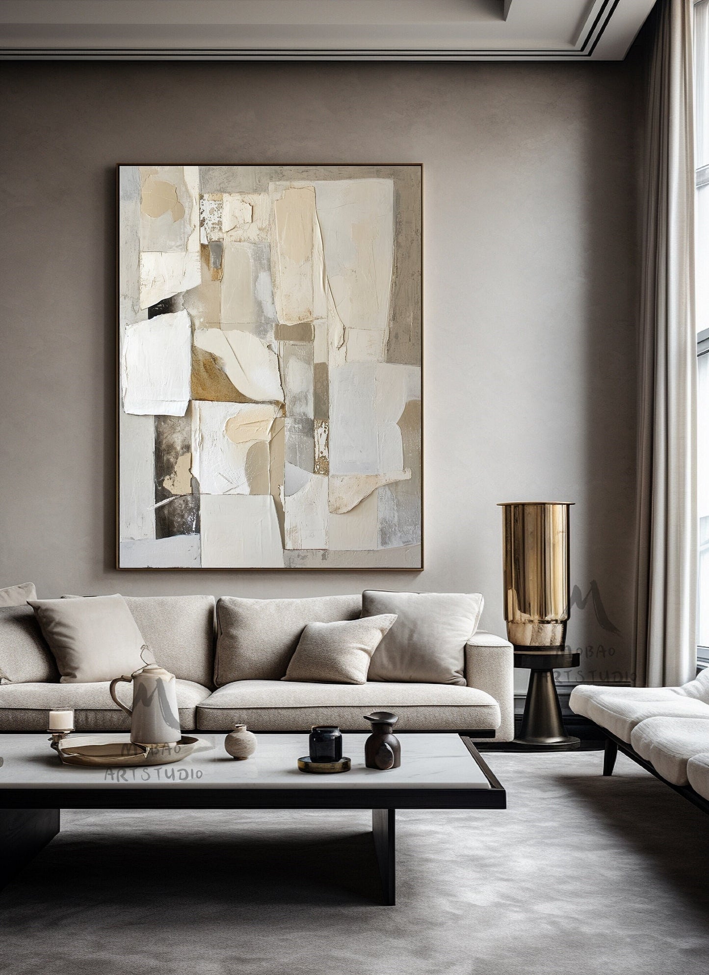 Beige Modern Wall Art Beige Texture Art Gray Abstract Painting Beige Wabi Sabi Wall Art Boho Wall Art Gray Abstract Painting Beige Wall Art