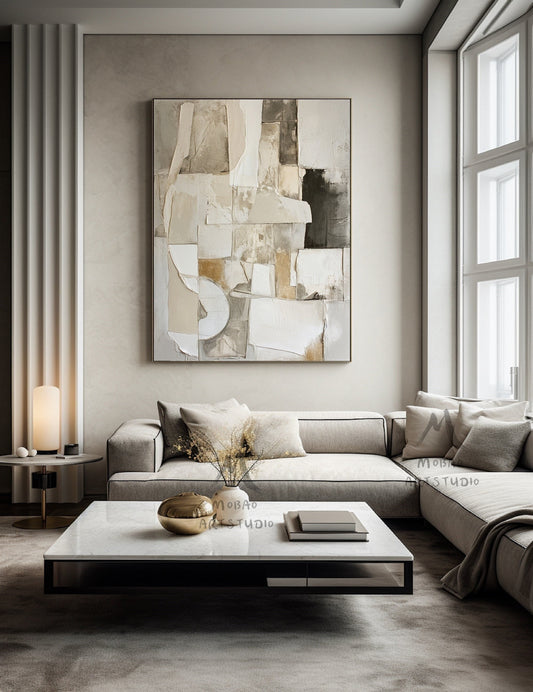 Beige Wabi Sabi Wall Art Boho Wall Art Beige Texture Art Gray Abstract Painting Beige Modern Wall Art Beige Wall Art Gray Texture Painting