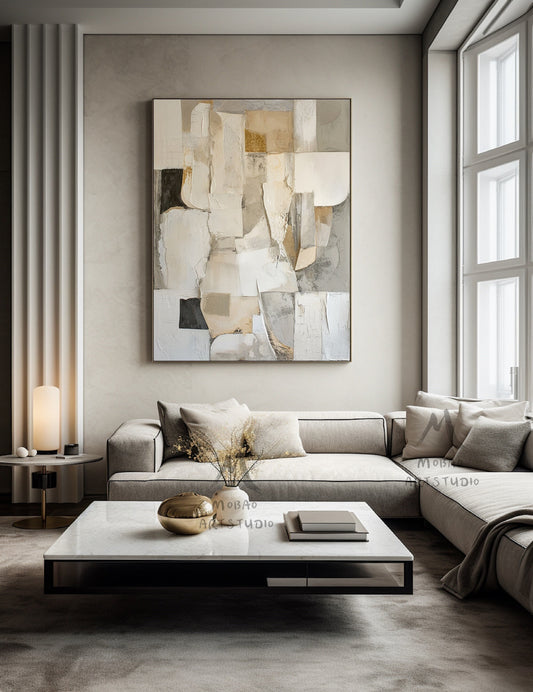 Beige Wabi Sabi Wall Art Gray Texture Painting Boho Wall Art Beige Texture Art Gray Abstract Painting Beige Modern Wall Art Beige Wall Art