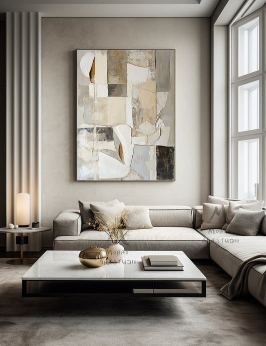 Gray Abstract Art Wabi Sabi Wall Art Beige Texture Painting Gray Abstract Painting Beige Modern Wall Art Beige Wall Art Beige Boho Wall Art