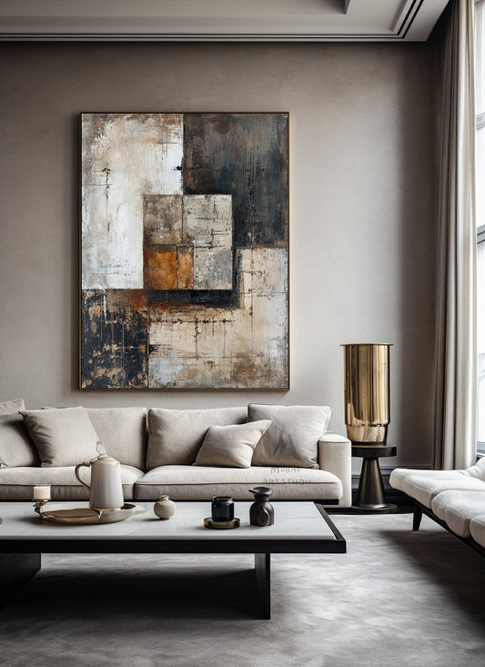 Beige Wabi Sabi Wall Art Brown Wall Art Brwon Minimalist Art Beige Canvas Wall Art Gray Abstract Wall Art Beige Wall Art Large Texture Art