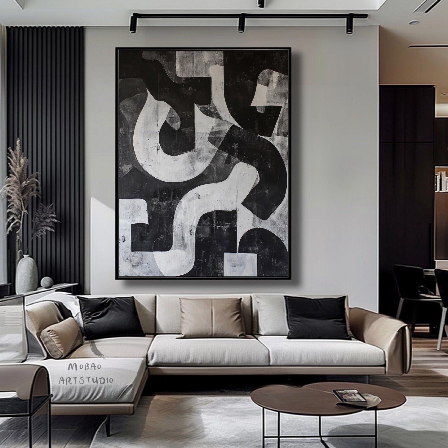 Modern Textured Wall Art Large Black Wall Art Black And Gray Abstract Minimal Painting Black Contemporary Abstract Art for Living Room