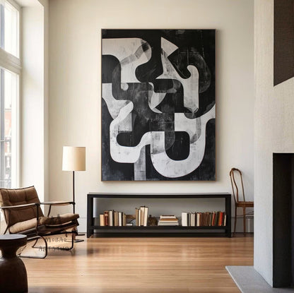 Large Black And Gray Abstract Wall Art Contemporary Abstract Painting on Canvas Black Textured Wall Art Black Art Modern Wall Decor