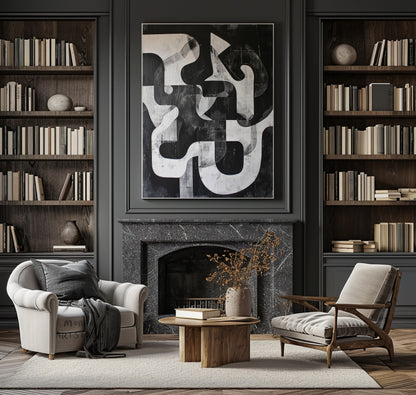Large Black And Gray Abstract Wall Art Contemporary Abstract Painting on Canvas Black Textured Wall Art Black Art Modern Wall Decor