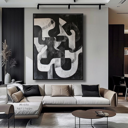 Large Black And Gray Abstract Wall Art Contemporary Abstract Painting on Canvas Black Textured Wall Art Black Art Modern Wall Decor