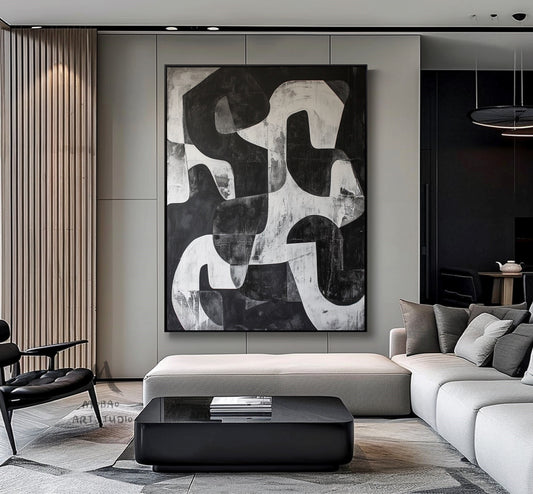 Black Textured Painting On Canvas Black Minimalist Painting Black and White Abstract Painting Gray Minimalist Art Modern Wall Art Decor