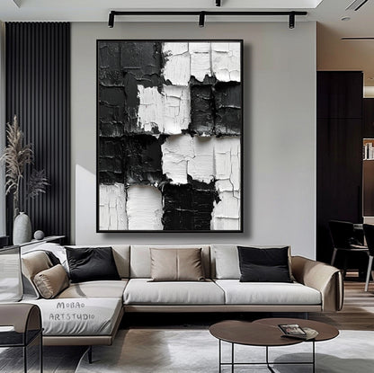 Large Textured Wall Art White 3D Canvas Painting White 3D Textured Wall Art Black 3D Textured Painting White Minimalist Art Modern Wall Art