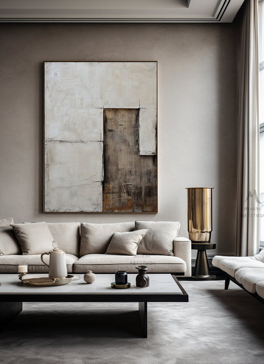 Wabi Sabi Wall Art Beige Wall Art Boho Wall Art Beige Minimalist Painting Brown Abstract Art Neutral Wall Art Large Texture Abstract Art