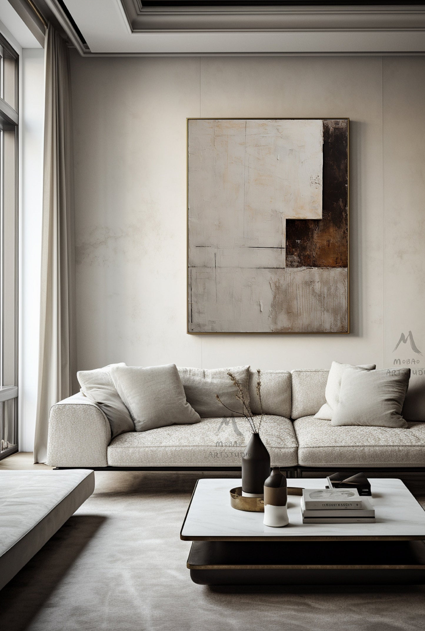 Brown Abstract Art Beige Minimalist Painting Neutral Wall Art Boho Wall Art Beige Wall Art Wabi Sabi Wall Art Large Texture Abstract Art