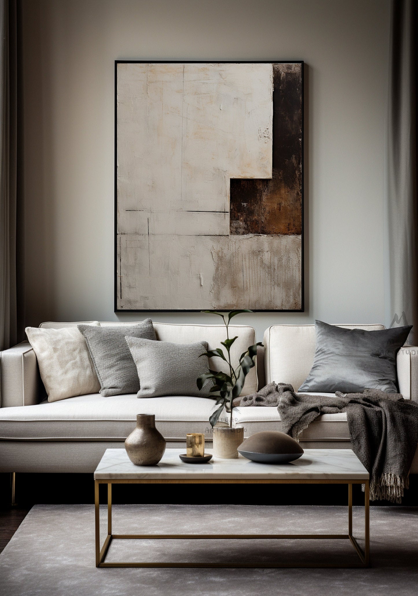 Brown Abstract Art Beige Minimalist Painting Neutral Wall Art Boho Wall Art Beige Wall Art Wabi Sabi Wall Art Large Texture Abstract Art