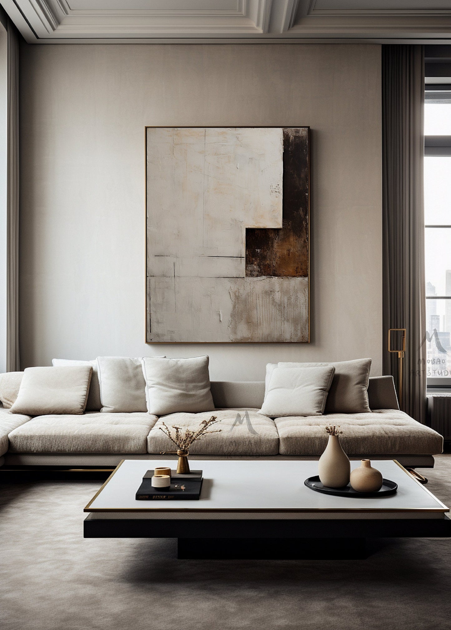 Brown Abstract Art Beige Minimalist Painting Neutral Wall Art Boho Wall Art Beige Wall Art Wabi Sabi Wall Art Large Texture Abstract Art