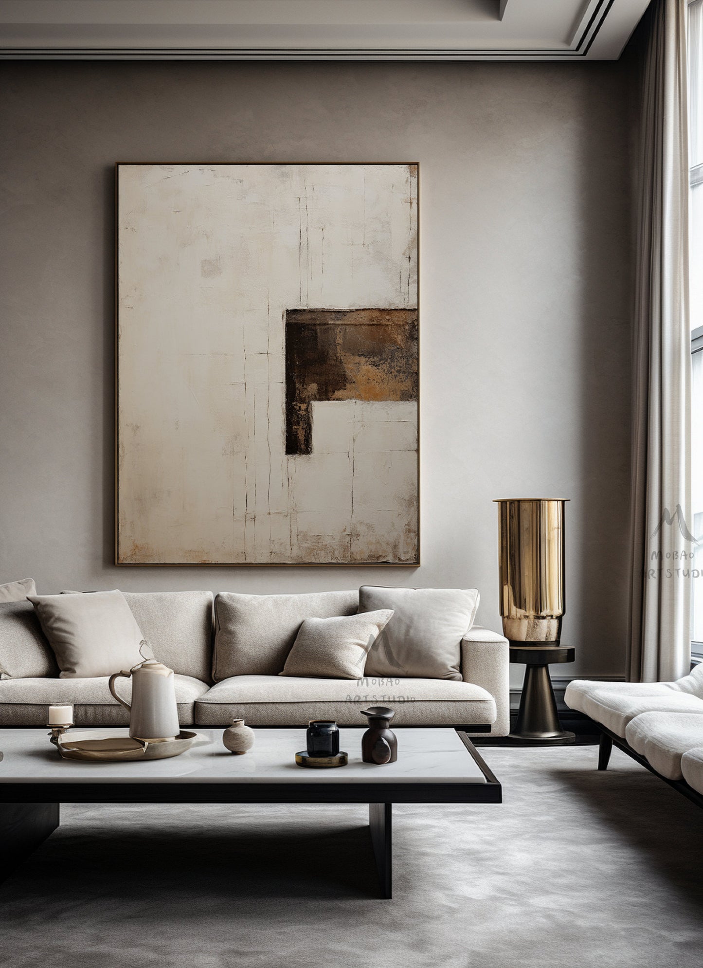 Neutral Canvas Wall Art Large Abstract Art Wabi Sabi Wall Art Beige Wall Art Boho Wall Art Beige Minimalist Painting Brown Abstract Art