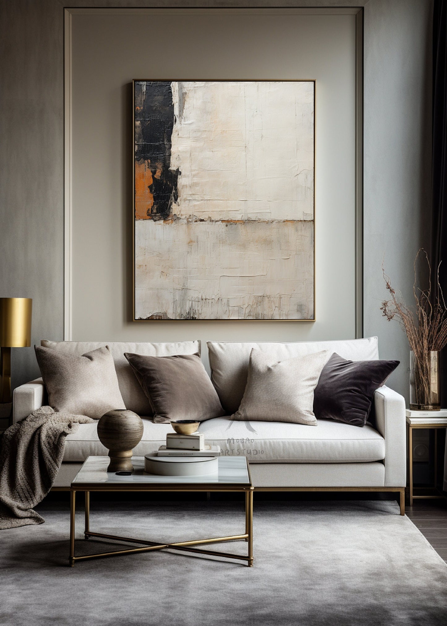 Beige Minimalist Art Neutral Canvas Wall Art Boho Wall Art Beige Wall Art Wabi Sabi Wall Art Brown Abstract Art Large Canvas Abstract Art