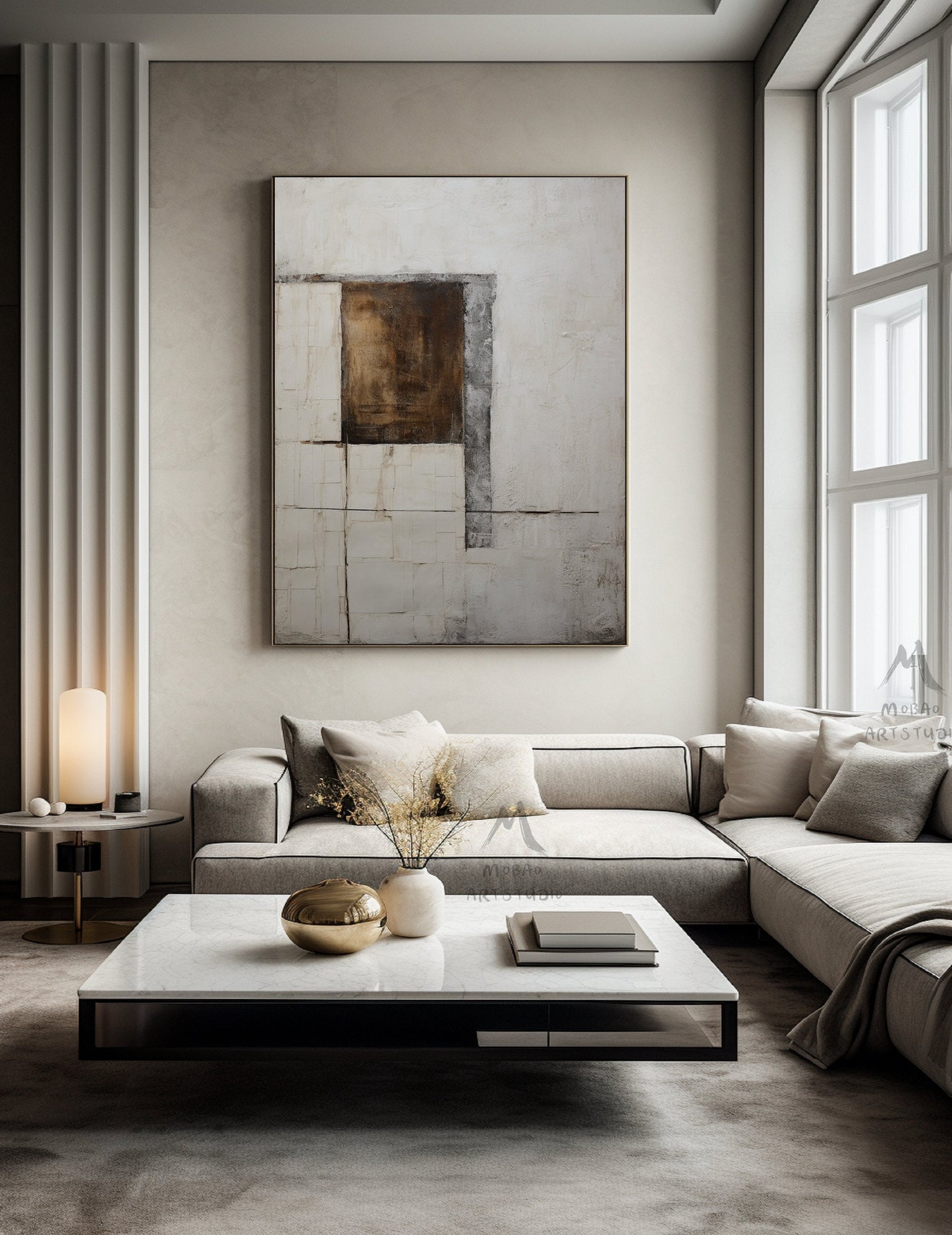 Beige Minimalist Painting Beige Wall Art Brown Abstract Art Wabi Sabi Wall Art Boho Wall Art Neutral Wall Art Large Gray Abstract Painting