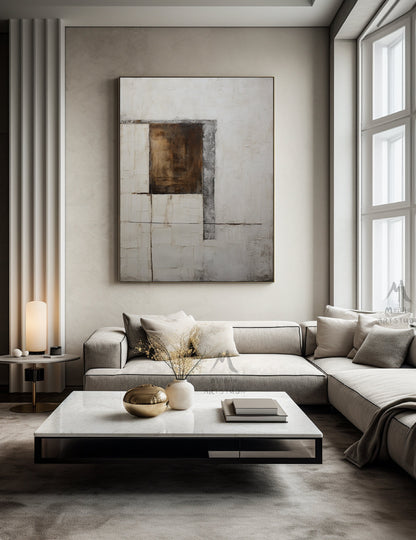 Beige Minimalist Painting Beige Wall Art Brown Abstract Art Wabi Sabi Wall Art Boho Wall Art Neutral Wall Art Large Gray Abstract Painting