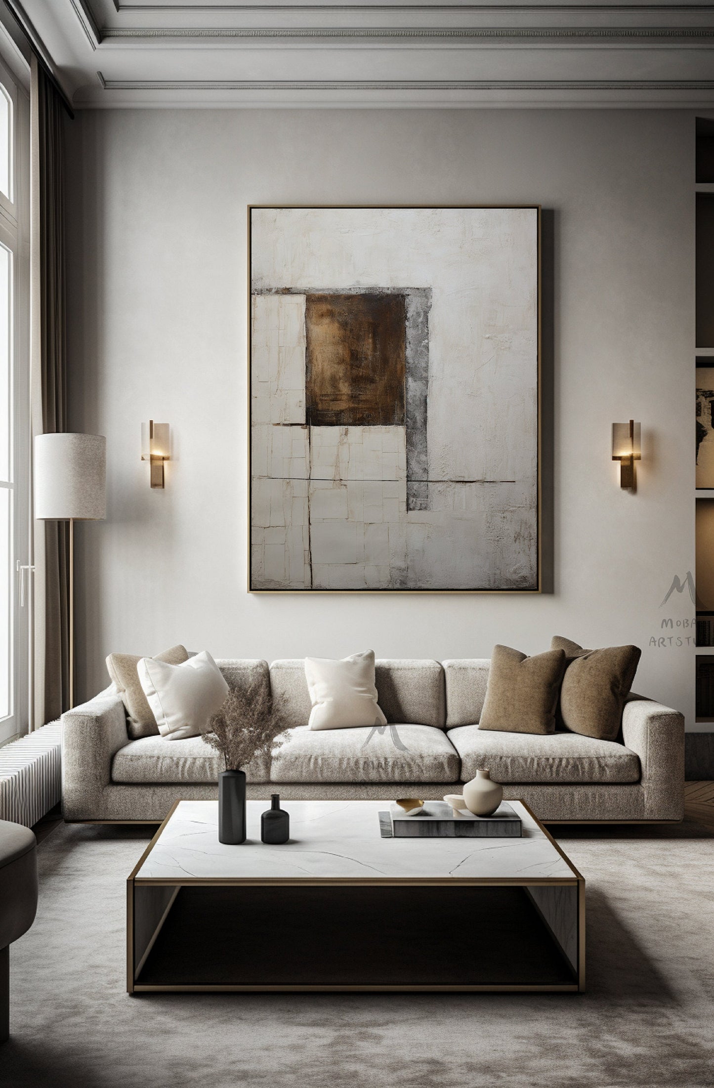 Beige Minimalist Painting Beige Wall Art Brown Abstract Art Wabi Sabi Wall Art Boho Wall Art Neutral Wall Art Large Gray Abstract Painting