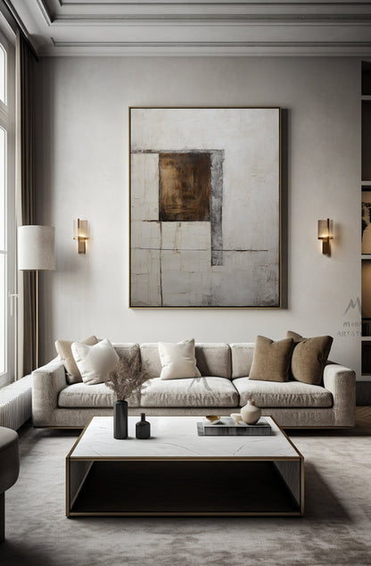 Beige Minimalist Painting Beige Wall Art Brown Abstract Art Wabi Sabi Wall Art Boho Wall Art Neutral Wall Art Large Gray Abstract Painting