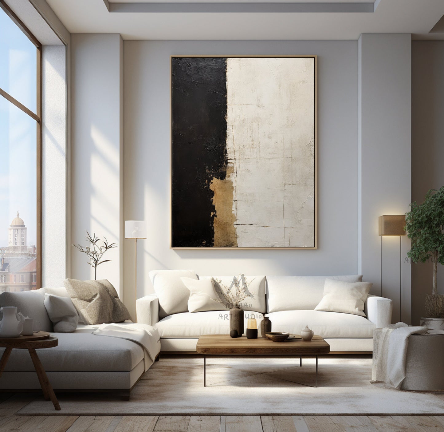 Boho Wall Art Black Minimalist Painting Beige Wall Art Wabi Sabi Wall Art Neutral Canvas Wall Art Brown Abstract Art Beige Abstract Painting