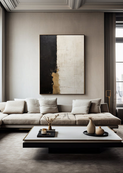 Boho Wall Art Black Minimalist Painting Beige Wall Art Wabi Sabi Wall Art Neutral Canvas Wall Art Brown Abstract Art Beige Abstract Painting