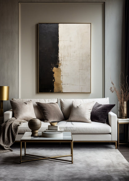 Boho Wall Art Black Minimalist Painting Beige Wall Art Wabi Sabi Wall Art Neutral Canvas Wall Art Brown Abstract Art Beige Abstract Painting