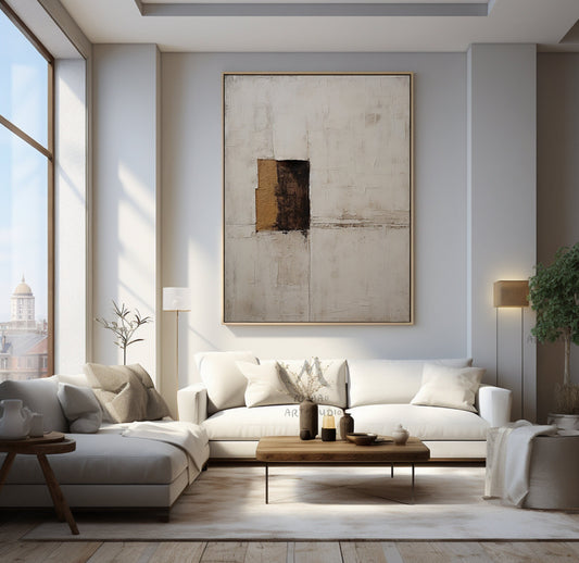 Beige Abstract Painting Boho Wall Art Wabi Sabi Wall Art Beige Canvas Wall Art Brown Abstract Art Boho Wall Art Decor Neutral Wall Art