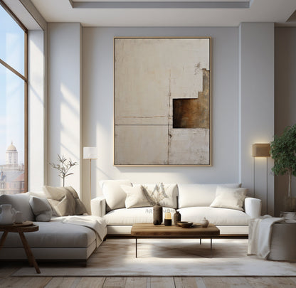 Beige Canvas Painting Wabi Sabi Wall Art Beige Wall Art Boho Wall Art Neutral Wall Art Brown Abstract Art Boho Wall Art Decor