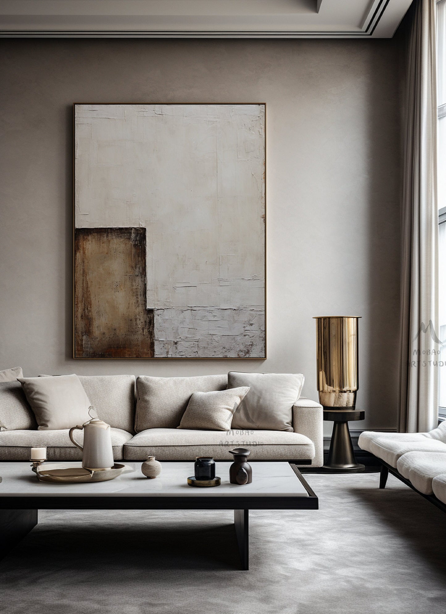 Beige Abstract Painting Boho Wall Art Beige Painting Beige Wall Art Wabi Sabi Wall Art Neutral Painting Canvas Wall Art Brown Abstract Art