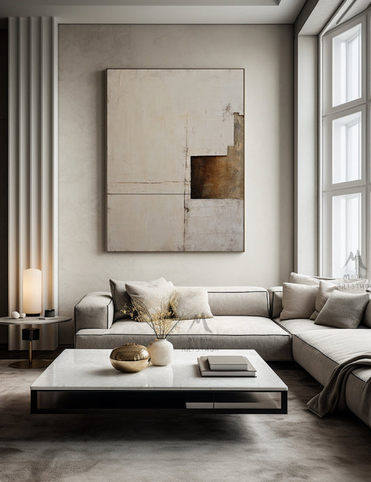 Beige Canvas Painting Wabi Sabi Wall Art Beige Wall Art Boho Wall Art Neutral Wall Art Brown Abstract Art Boho Wall Art Decor