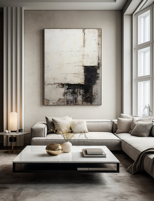 Beige Painting Boho Wall Art Black Minimalist Art Beige Wall Art Wabi Sabi Wall Art Gray Painting Neutral Wall Art Black Abstract Art