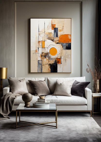 Beige Canvas Painting Boho Wall Art Orange Wall Art Wabi Sabi Wall Art Orange Abstract Art Beige Abstract Painting Neutral Abstract Wall Art
