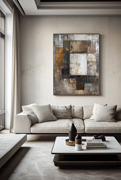 Brown Wall Art Large Texture Art Gray Abstract Wall Art Beige Canvas Wall Art Orange Minimalist Art Beige Texture Art Wabi Sabi Wall Art