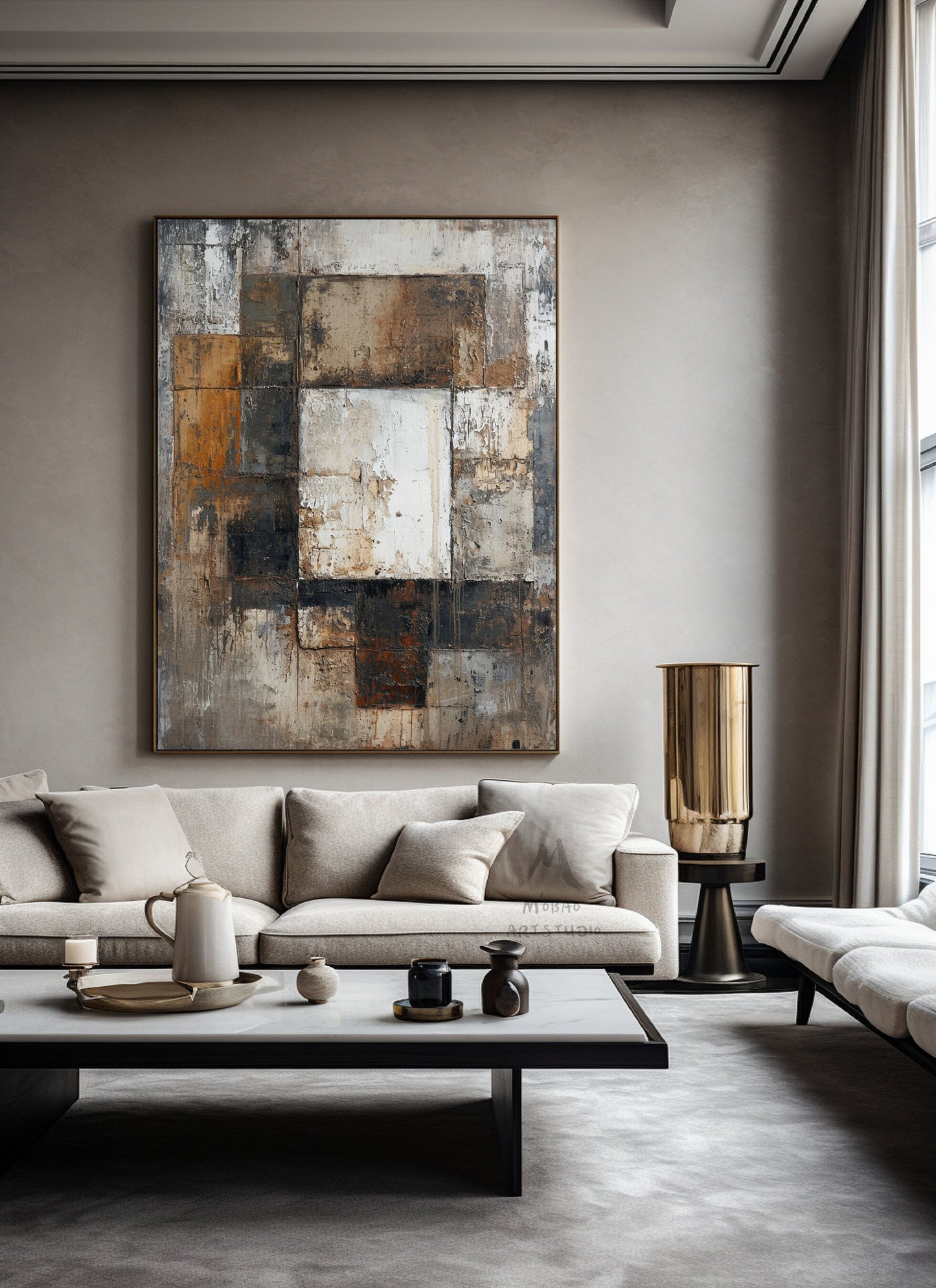 Brown Wall Art Large Texture Art Gray Abstract Wall Art Beige Canvas Wall Art Orange Minimalist Art Beige Texture Art Wabi Sabi Wall Art