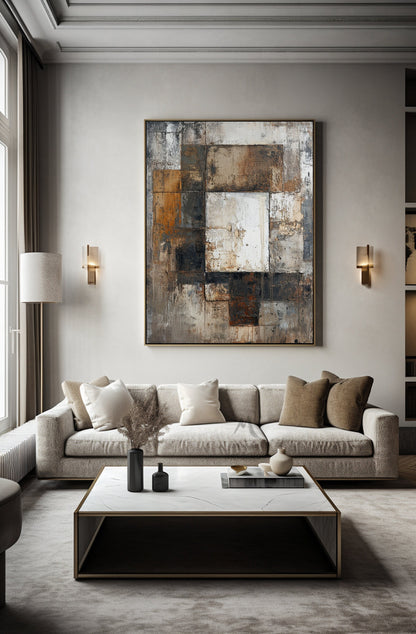 Brown Wall Art Large Texture Art Gray Abstract Wall Art Beige Canvas Wall Art Orange Minimalist Art Beige Texture Art Wabi Sabi Wall Art