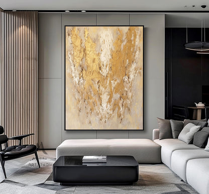Gold Textured Canvas Painting Beige Textured Art Gold Minimalist Wall Art Beige Abstract Painting Wabi Sabi Wall Art Beige Wall Art Decor
