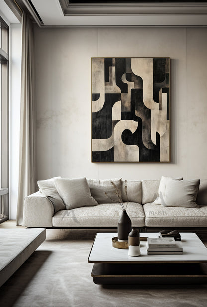 Beige Wabi Sabi Wall Art Black Texture Art Dark Beige Wall Art Beige Abstract Wall Art Beige Canvas Wall Art Black Minimalist Art