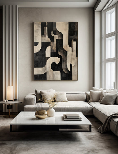 Beige Wabi Sabi Wall Art Black Texture Art Dark Beige Wall Art Beige Abstract Wall Art Beige Canvas Wall Art Black Minimalist Art