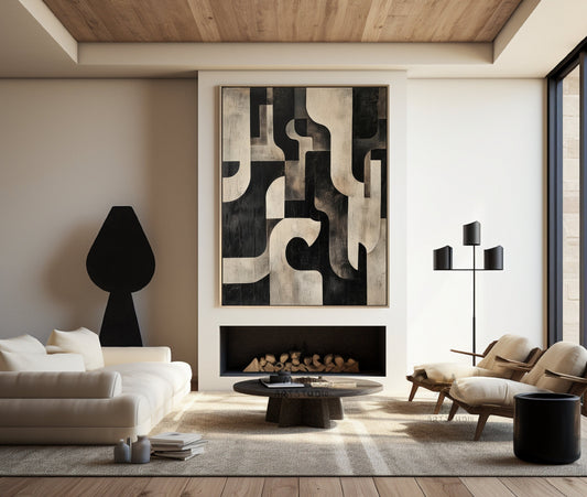 Beige Wabi Sabi Wall Art Black Texture Art Dark Beige Wall Art Beige Abstract Wall Art Beige Canvas Wall Art Black Minimalist Art