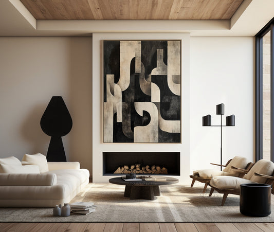 Dark Beige Wall Art Beige Wabi Sabi Wall Art Black Texture Painting Beige Abstract Wall Art Beige Canvas Wall Art Black Minimalist Art