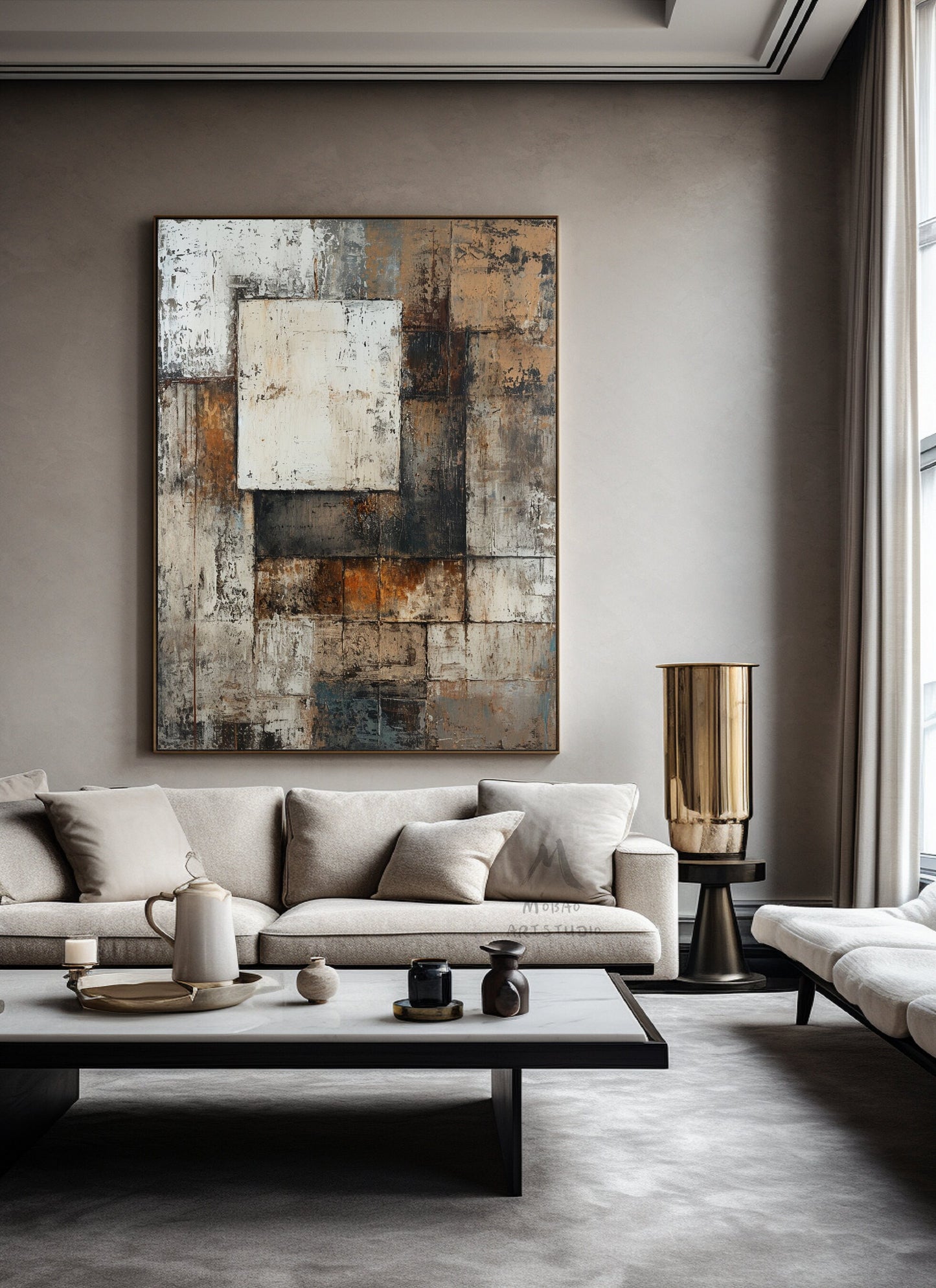 Beige Canvas Wall Art Beige Wabi Sabi Wall Art Brown Wall Art Brwon Minimalist Art Brown Abstract Wall Art Beige Wall Art Large Texture Art