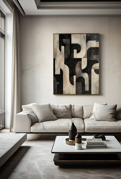 Black Minimalist Art Dark Beige Wabi Sabi Wall Art Beige Canvas Wall Art Black Texture Painting Beige Abstract Wall Art Beige Wall Art