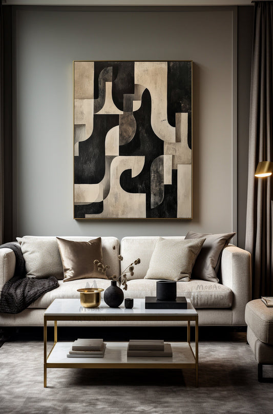 Black Texture Painting Beige Abstract Wall Art Beige Wall Art Dark Beige Wabi Sabi Wall Art Beige Canvas Wall Art Black Minimalist Art